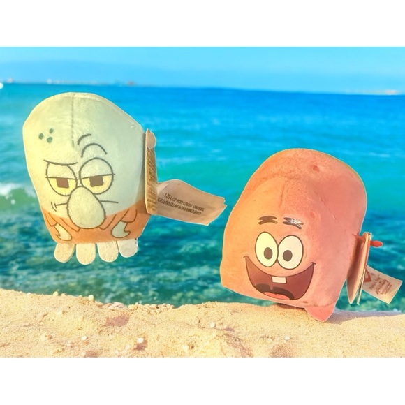 Ty Beanie Boos Teeny Tys 4” PATRICK STAR  & 3” Just Play Squidward W/ Tags PLUSH - Picture 1 of 3